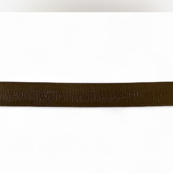 Black Genuine Leather Belt Solid Brass Buckle Size 38 Vintage - Picture 3 of 7